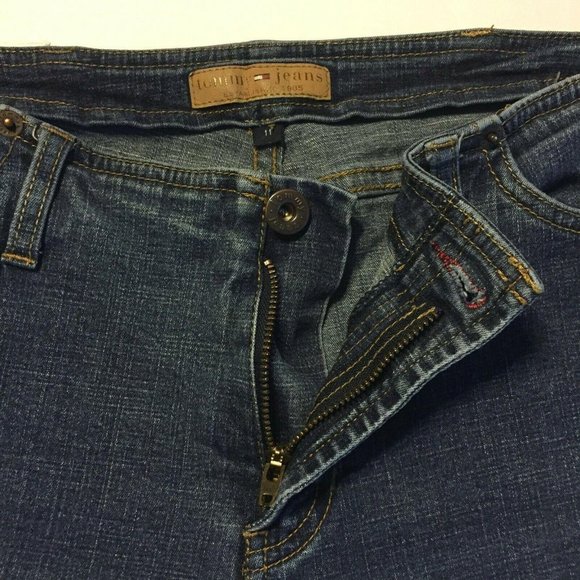 Tommy Hilfiger Jeans Womens Size 11 Vintage Spell Out Flag Flare Blue Stretch - Picture 4 of 10